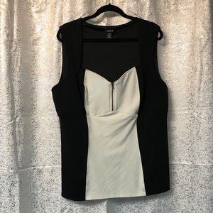 Torrid Color Block Zip-Front Sleeveless Top – Black & White – Size 3 (NWOT)